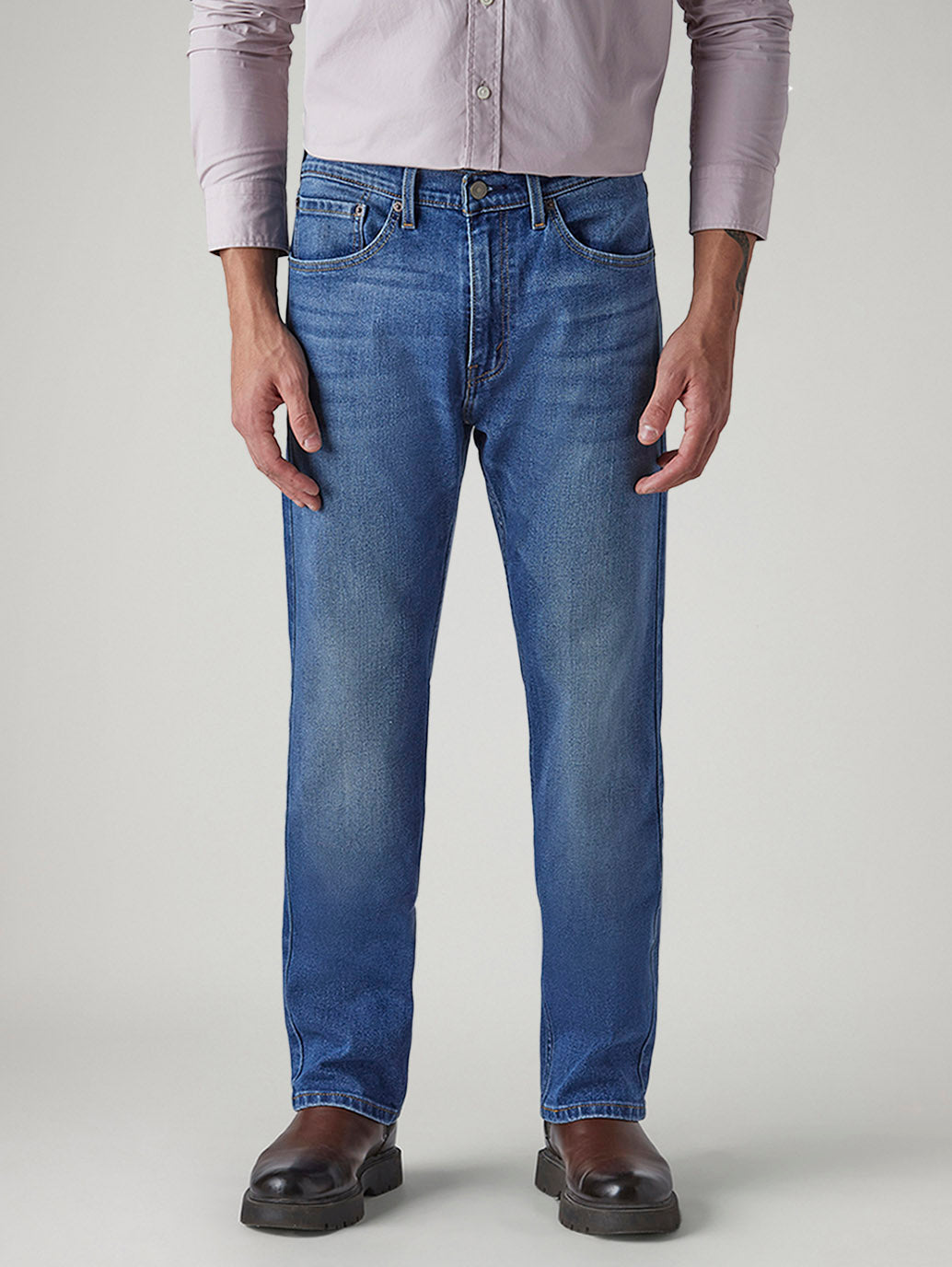 Men's 505 Med Indigo Straight Fit Mid Rise Jeans - Front View