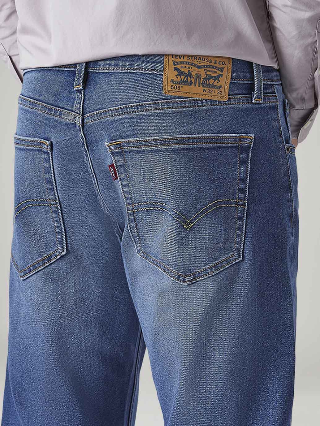 Men's 505 Med Indigo Straight Fit Mid Rise Jeans - 20 View