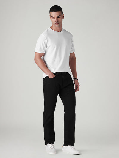 levi's Men's 505 Black Straight Fit Mid Rise Jeans-picture-18