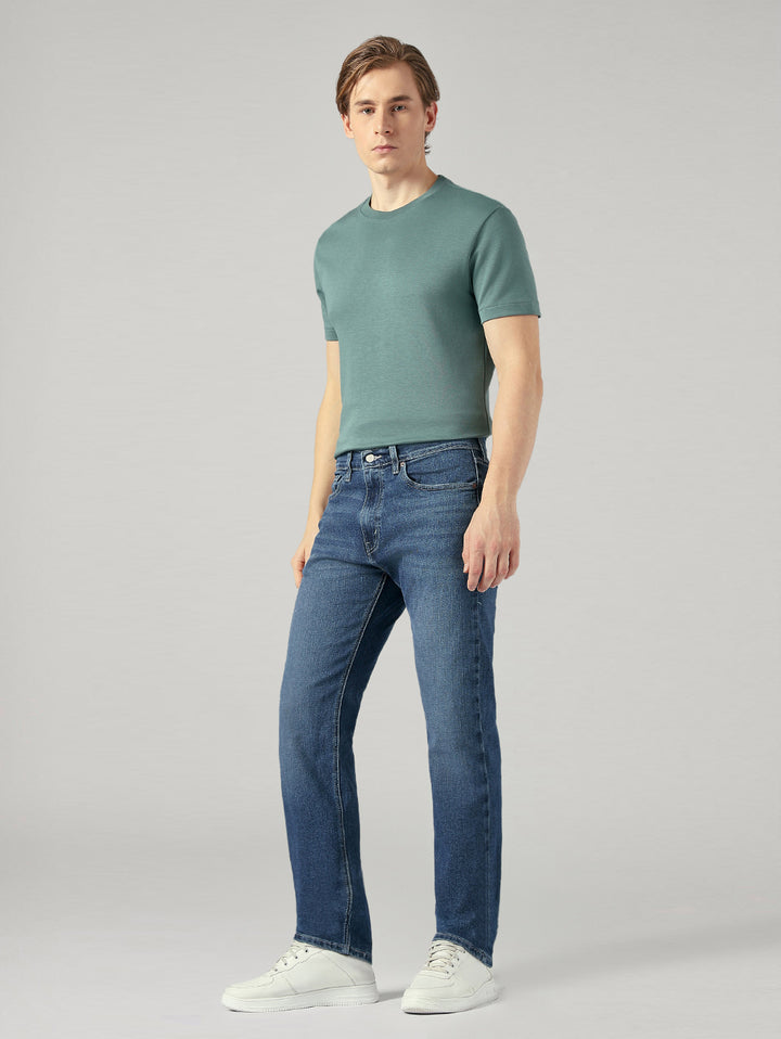 Men's 505 Dark Blue Straight Fit Mid Rise Jeans