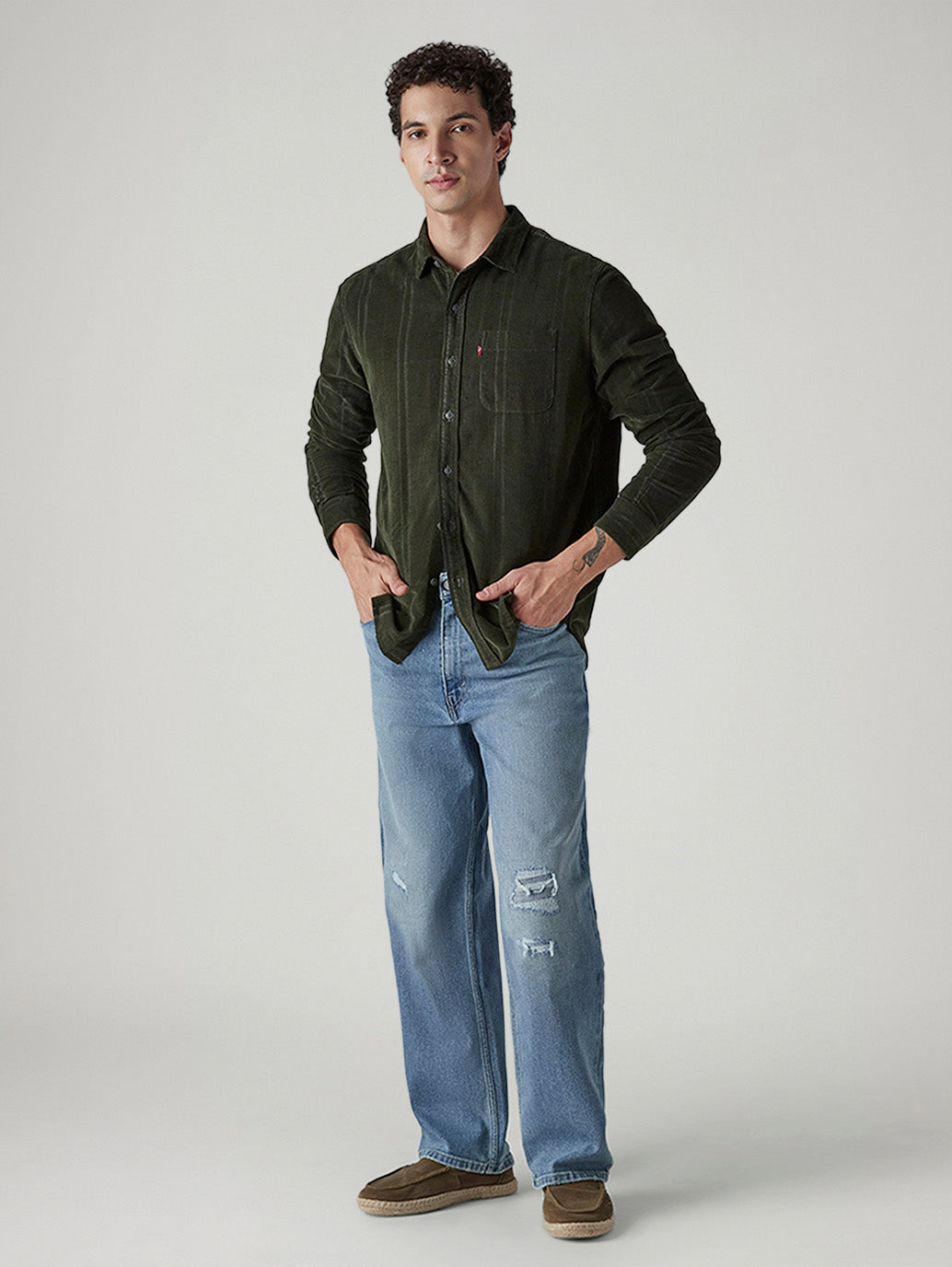 Men's 505 Light Blue Straight Fit Mid Rise Jeans