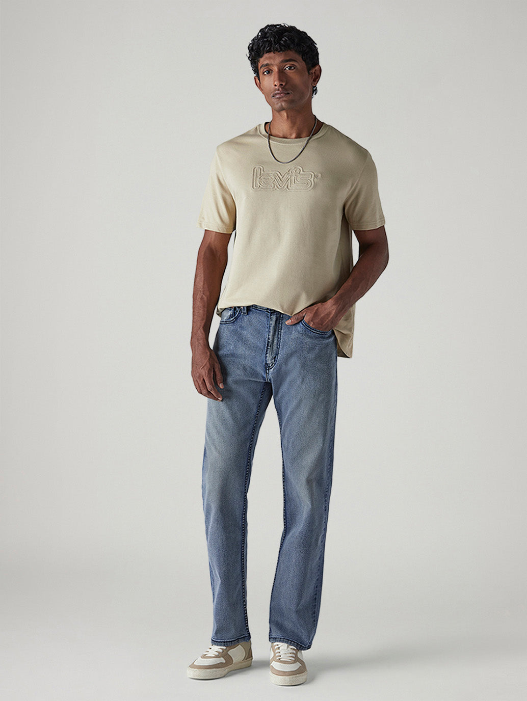 Men's 505 Blue Straight Fit Mid Rise Jeans
