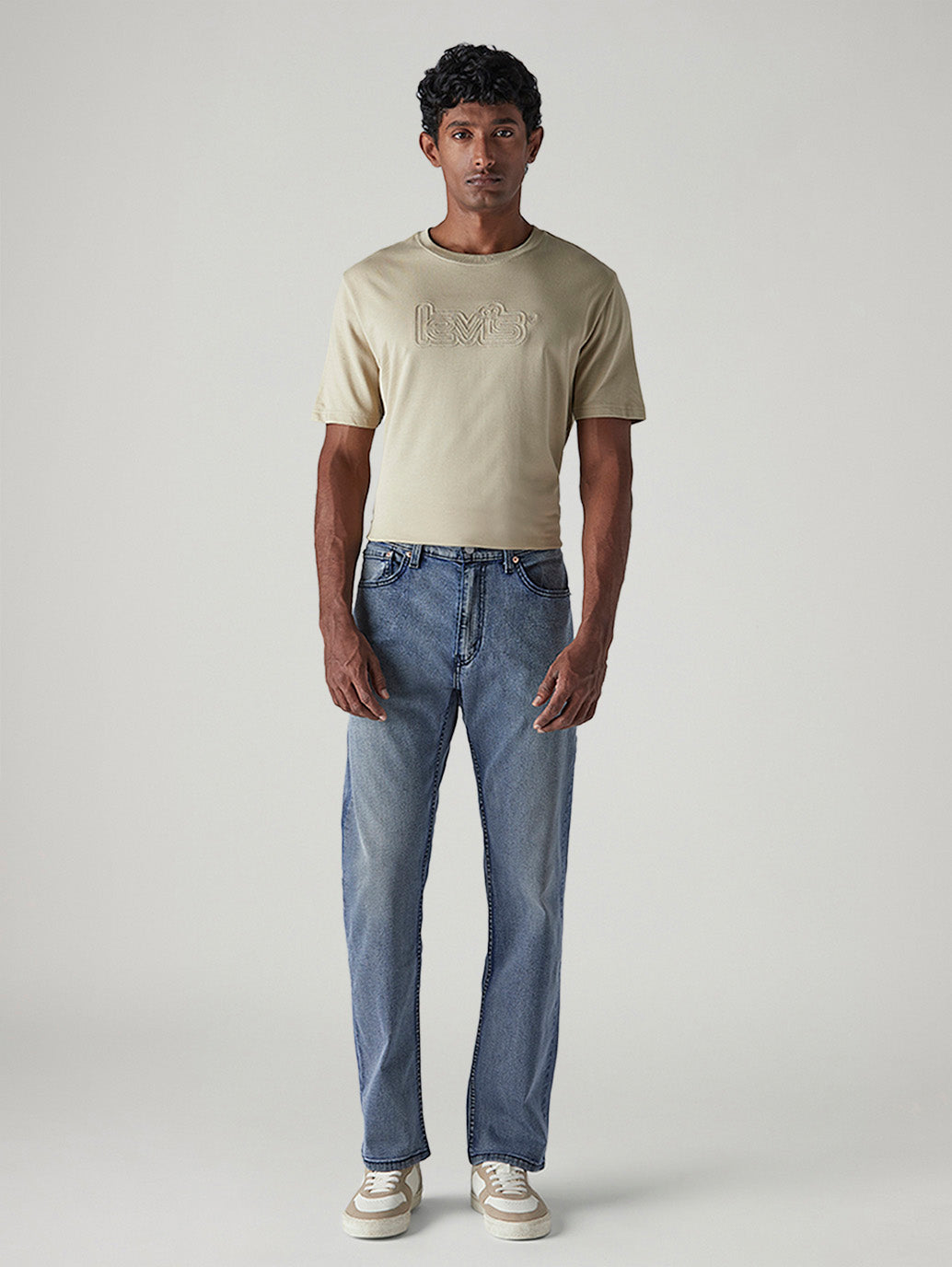 Men's 505 Blue Straight Fit Mid Rise Jeans - Front View