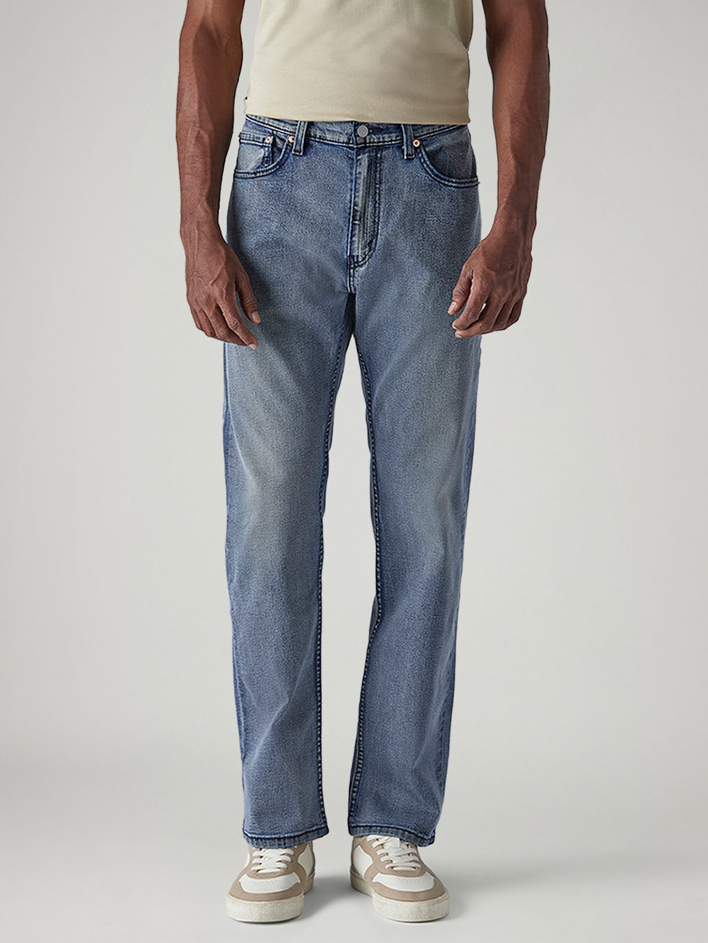 Men's 505 Blue Straight Fit Mid Rise Jeans - Front View