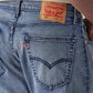 Men's 505 Blue Straight Fit Mid Rise Jeans - Detail View