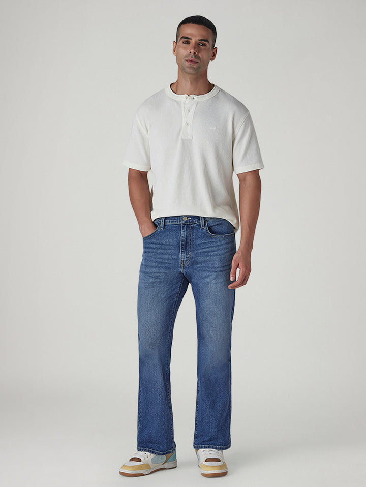 Men's 505 Blue Straight Fit Mid Rise Jeans