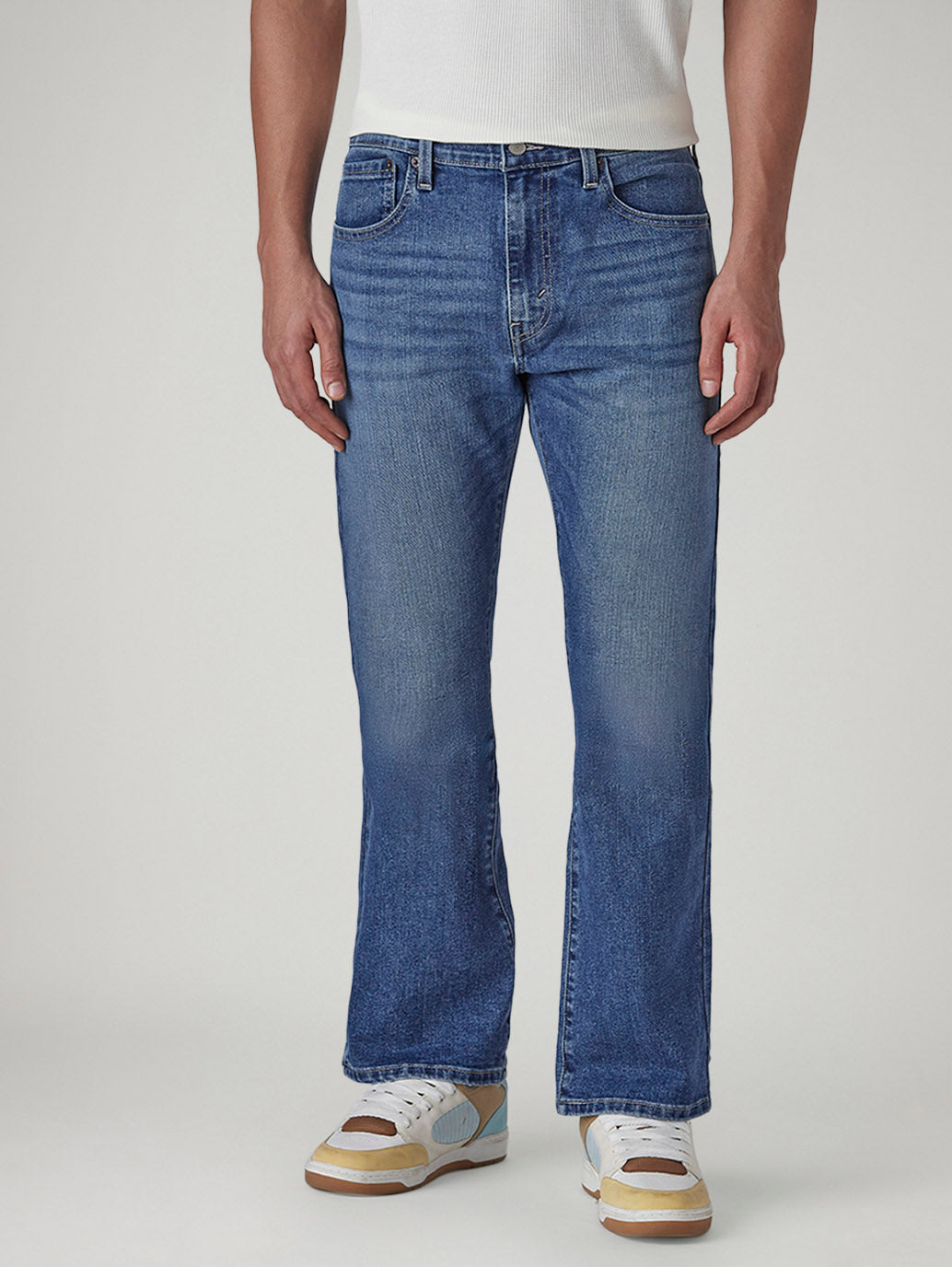 Men's 505 Blue Straight Fit Mid Rise Jeans - Front View