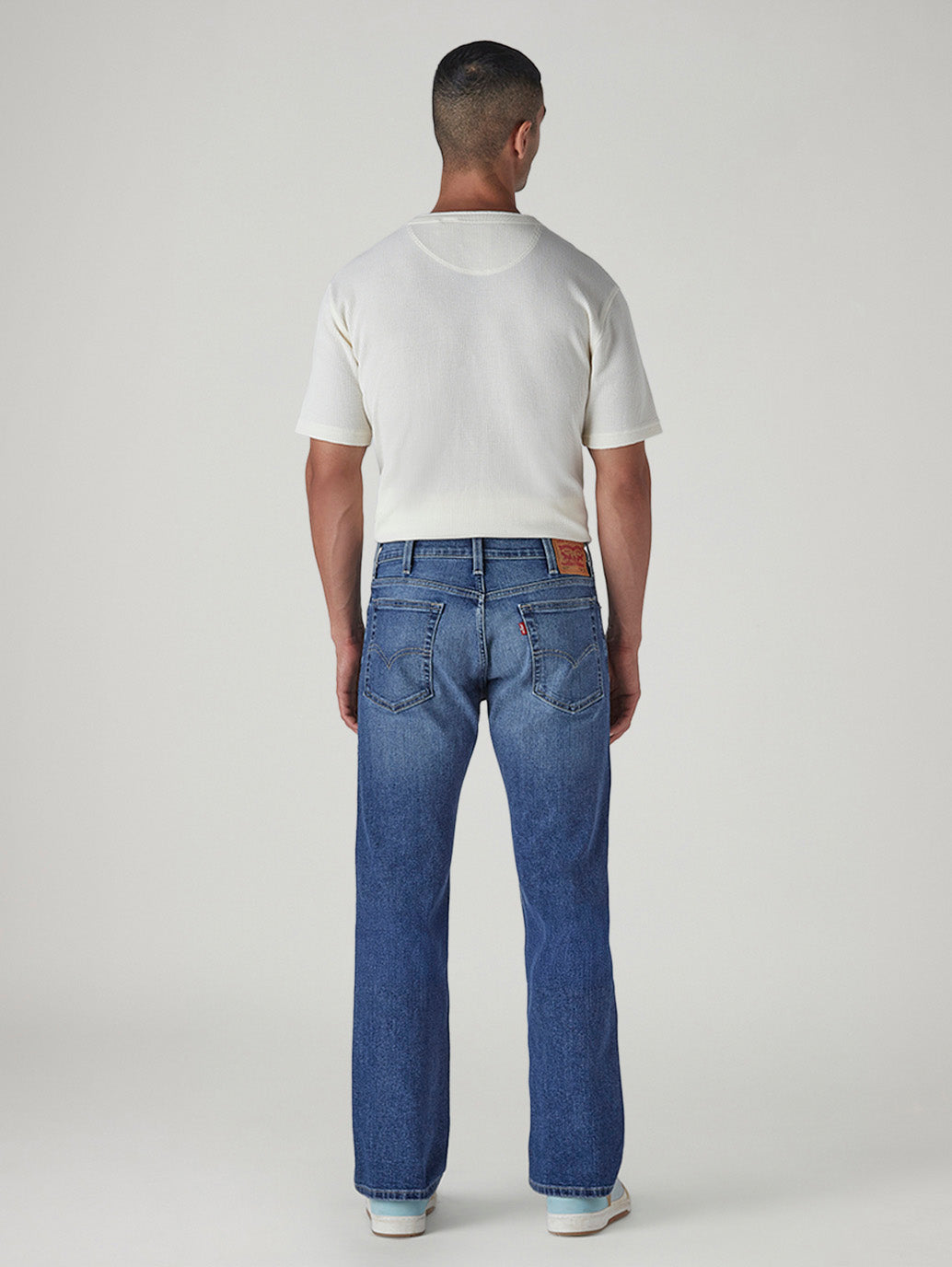 Men's 505 Blue Straight Fit Mid Rise Jeans - Back View