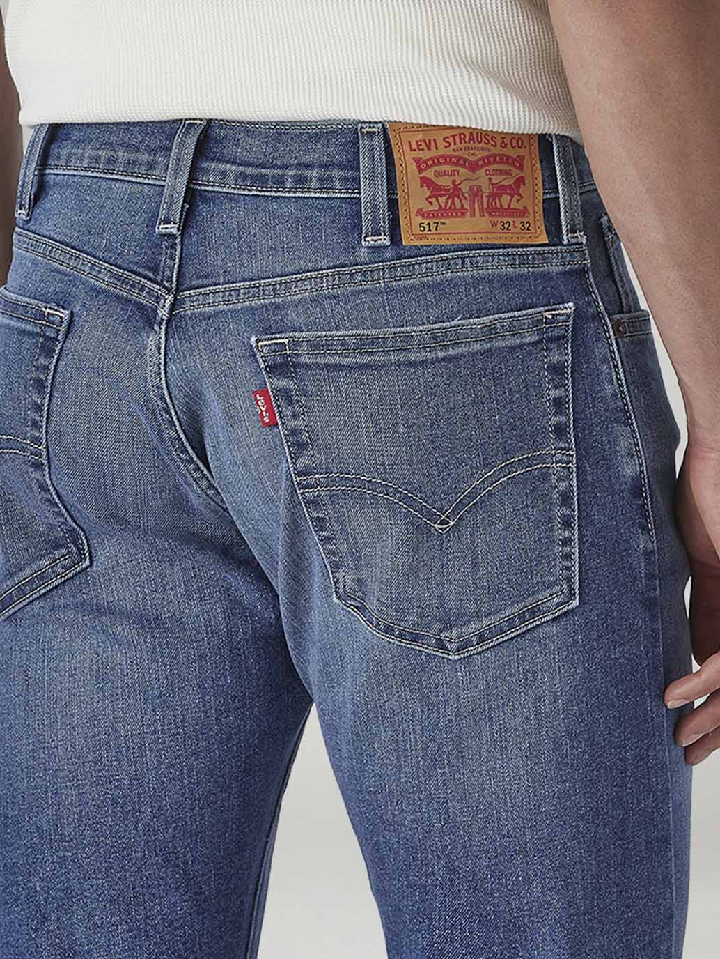 Men's 505 Blue Straight Fit Mid Rise Jeans - Detail View