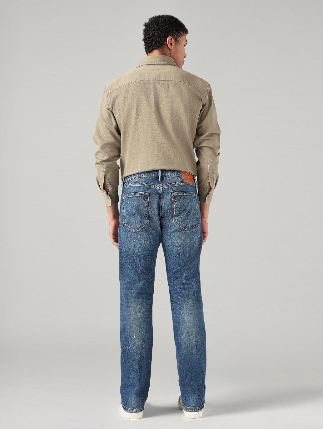 Men's 505 Blue Straight Fit Mid Rise Selvedge Jeans - Back View