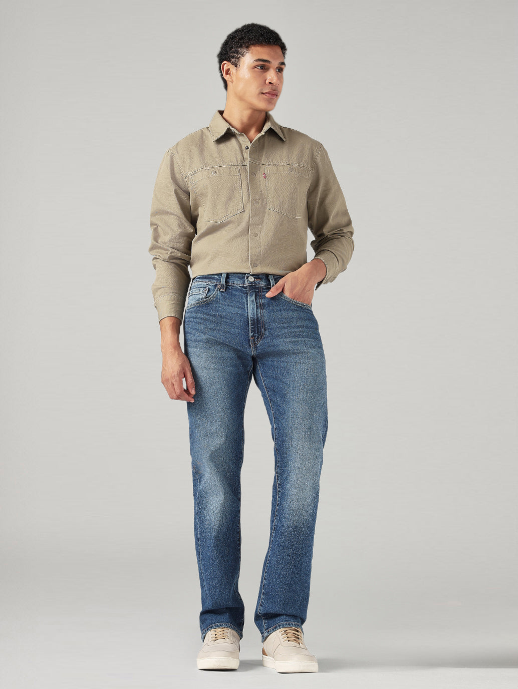 Men's 505 Blue Straight Fit Mid Rise Selvedge Jeans - Front View