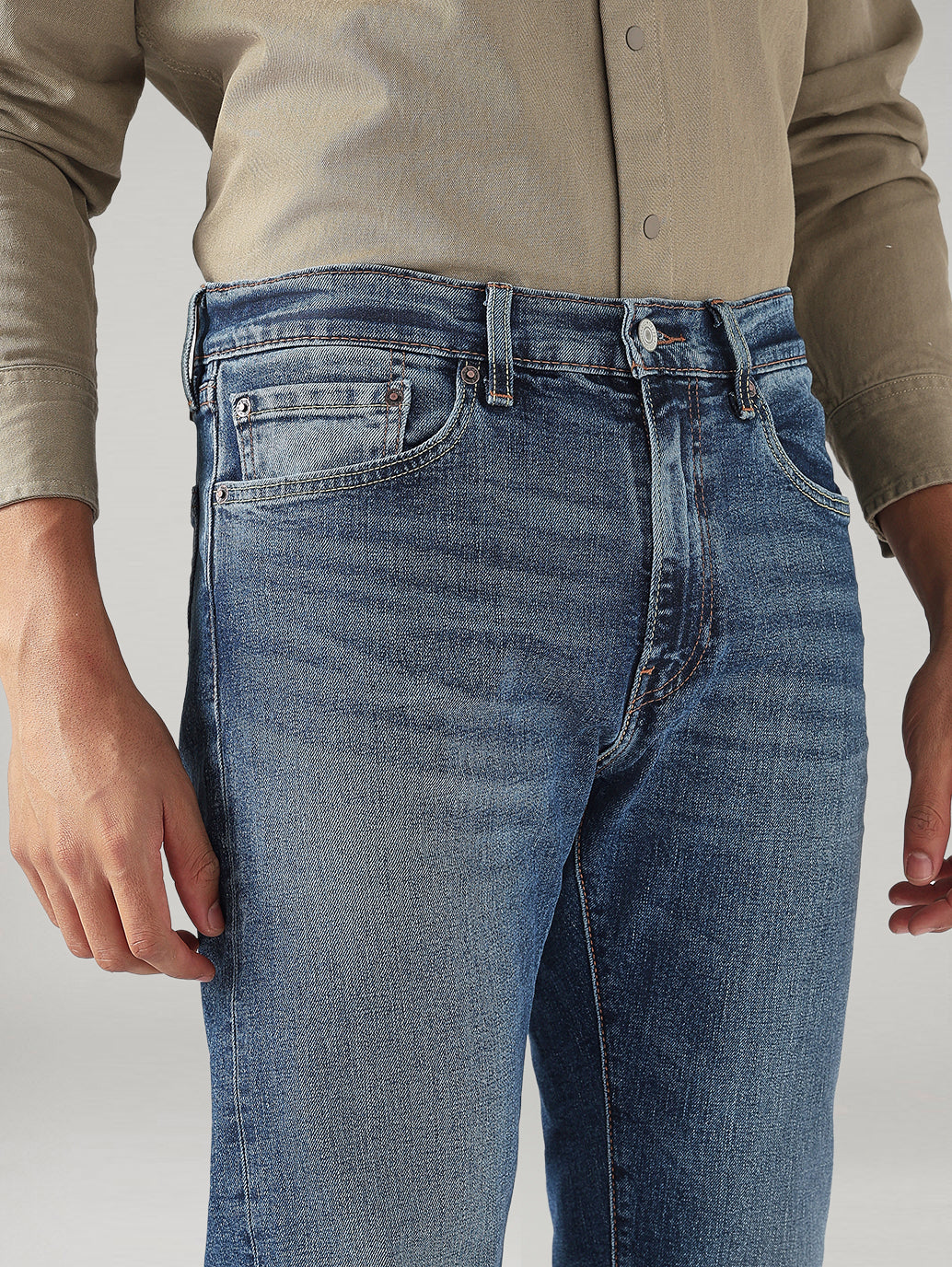 Men's 505 Blue Straight Fit Mid Rise Selvedge Jeans - 20 View