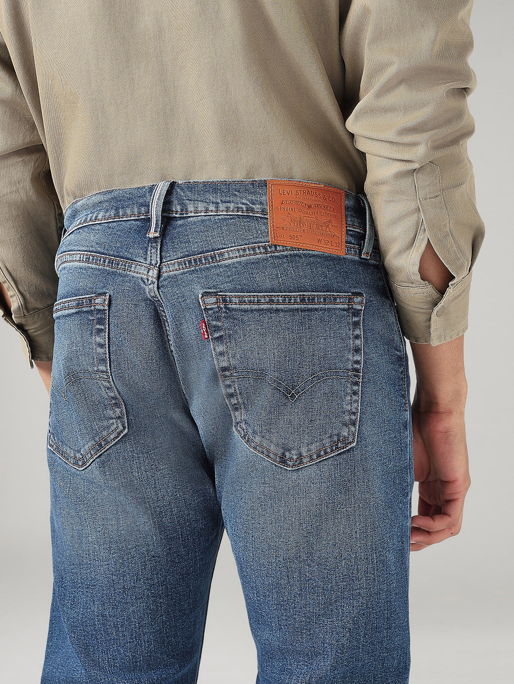 Men's 505 Blue Straight Fit Mid Rise Selvedge Jeans - 20 View