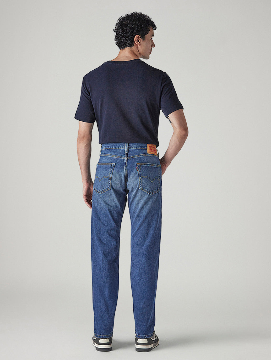 Men's 505 Blue Straight Fit Mid Rise Jeans - Back View