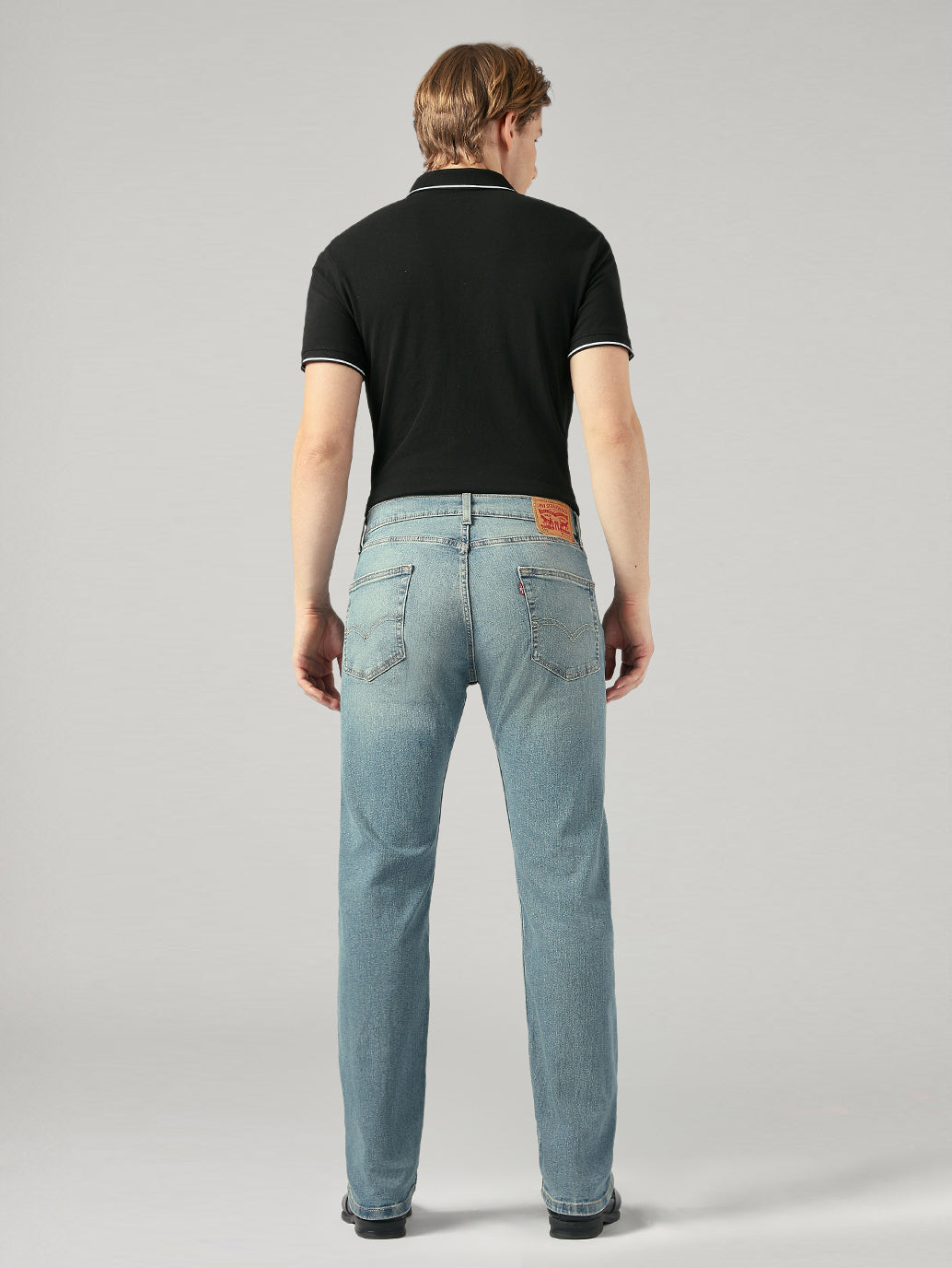 Men's 505 Blue Straight Fit Mid Rise Performance Jeans - Back View