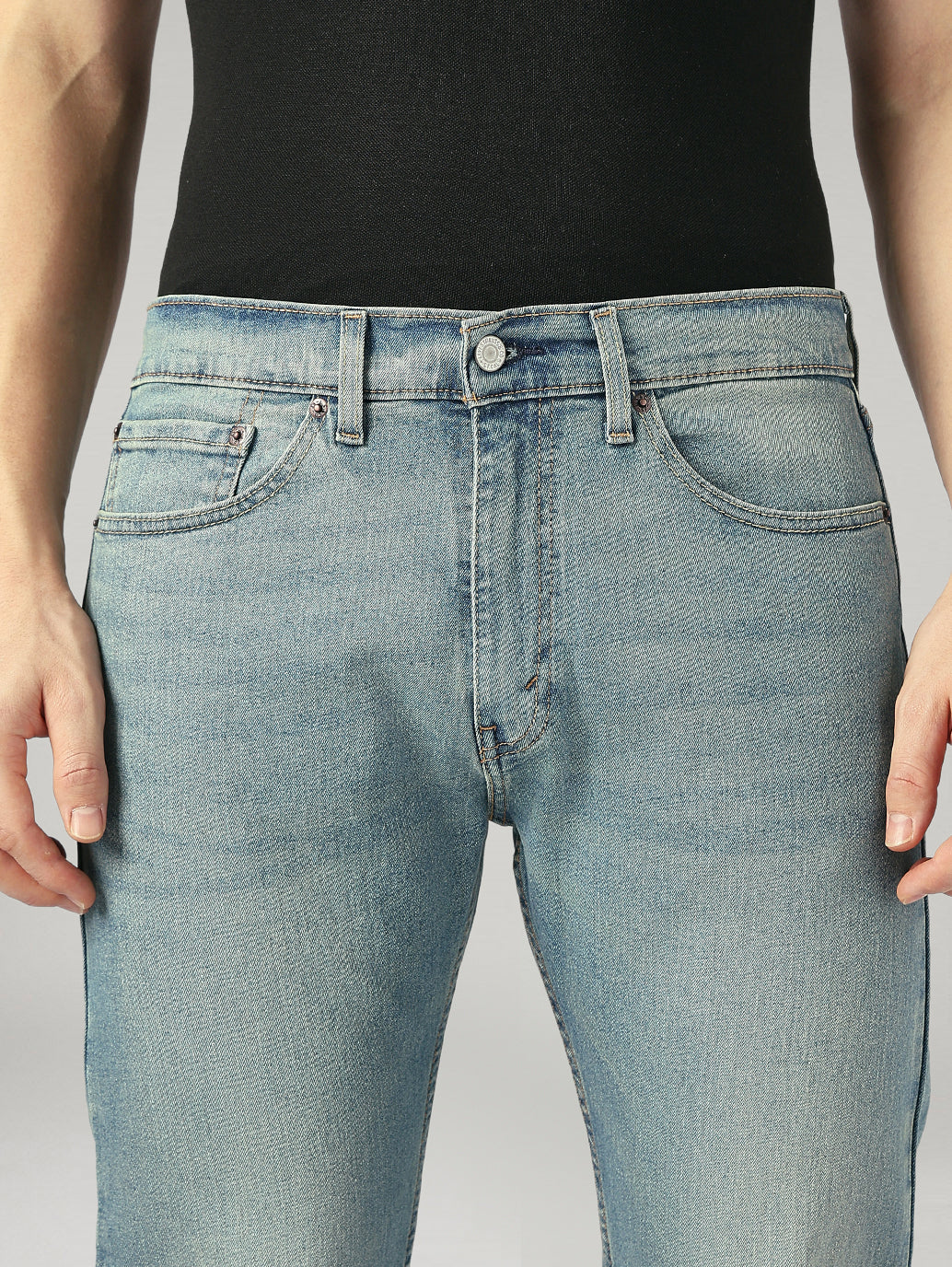 Men's 505 Blue Straight Fit Mid Rise Performance Jeans - 20 View