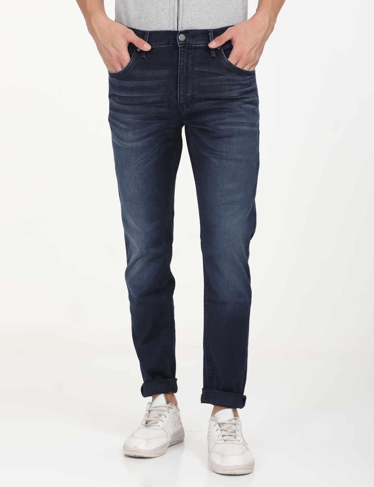 Men's Redloop 512 Navy Blue Slim Tapered Fit Mid Rise Jeans
