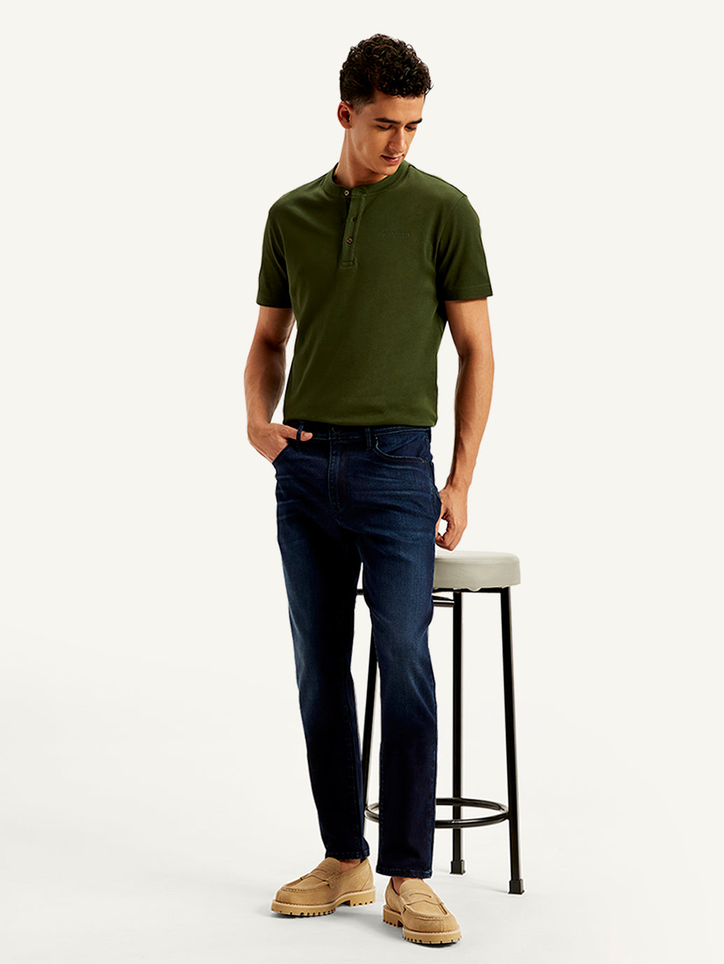 Men's Redloop 512 Navy Blue Slim Tapered Fit Mid Rise Jeans