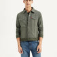 Men's Solid Olive Spread Collar Jacket - Front View