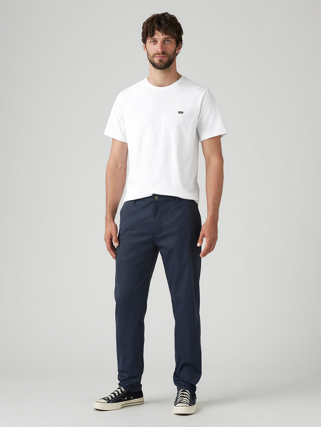 Men's Navy Regular Fit Tech Pant - Front View