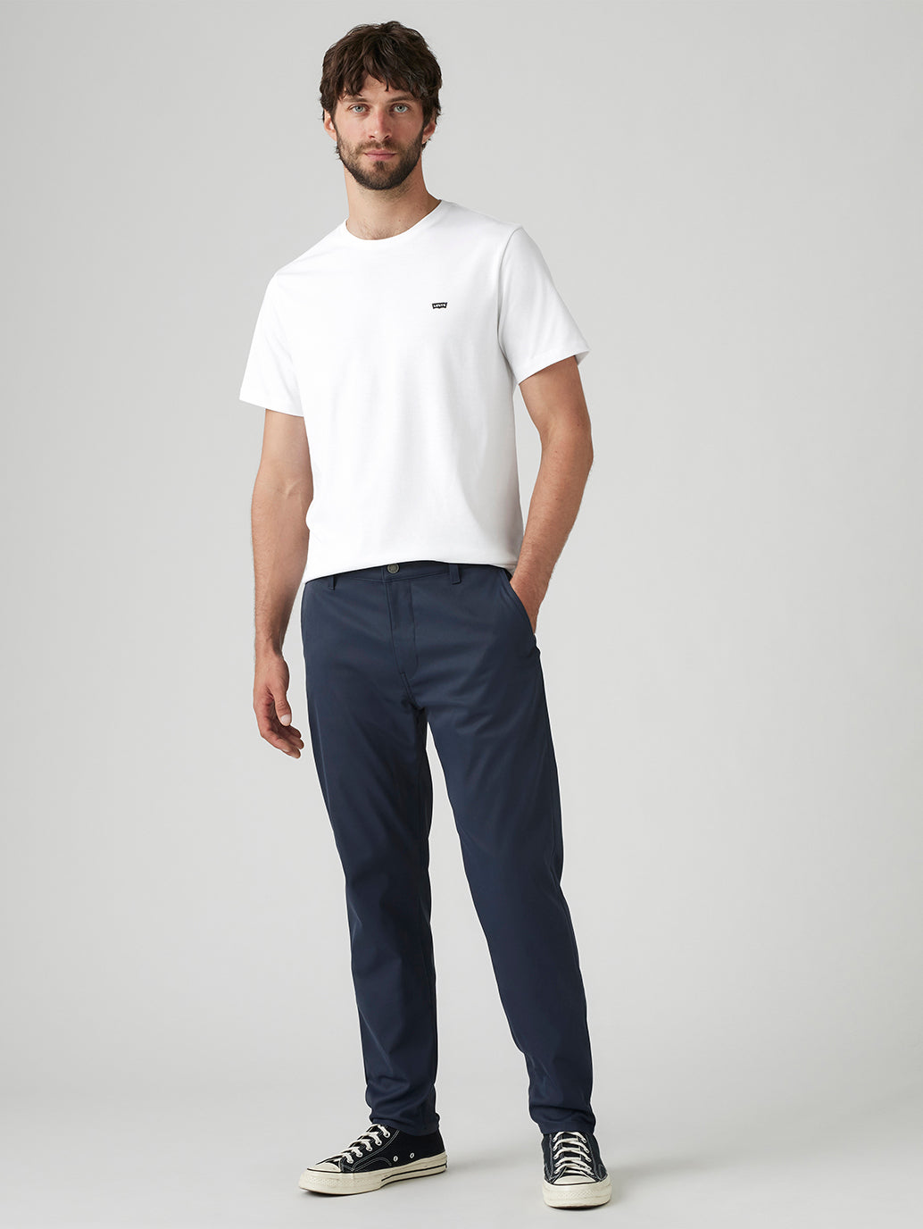 Men's Navy Regular Fit Tech Pant - Styleshot View