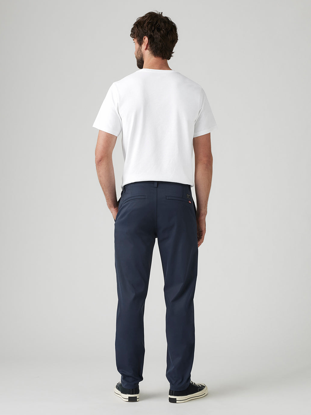 Men's Navy Regular Fit Tech Pant - Back View