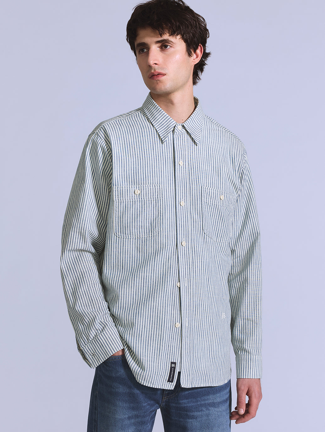 Men's Striped Relaxed Fit Shirt - Styleshot View