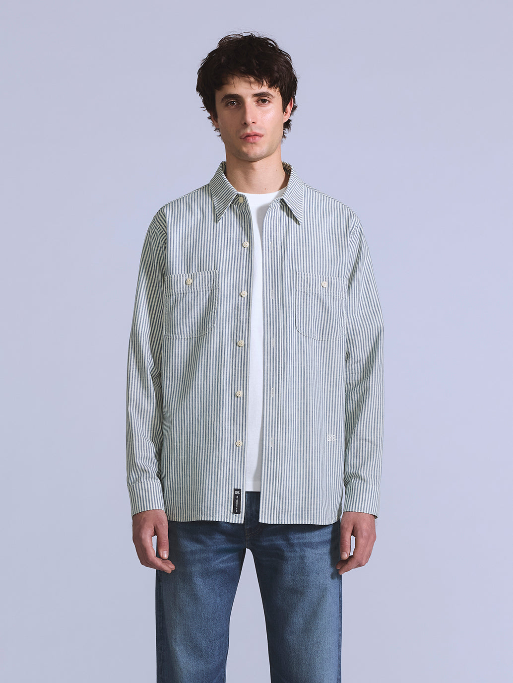 Men's Striped Relaxed Fit Shirt - Front View