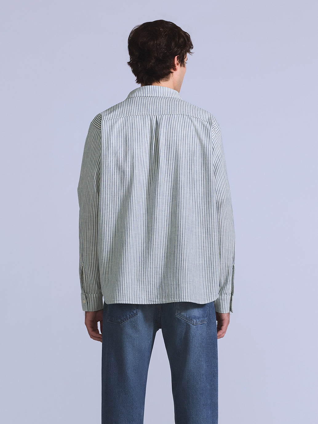 Men's Striped Relaxed Fit Shirt - Back View