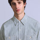 Men's Striped Relaxed Fit Shirt - Detail View