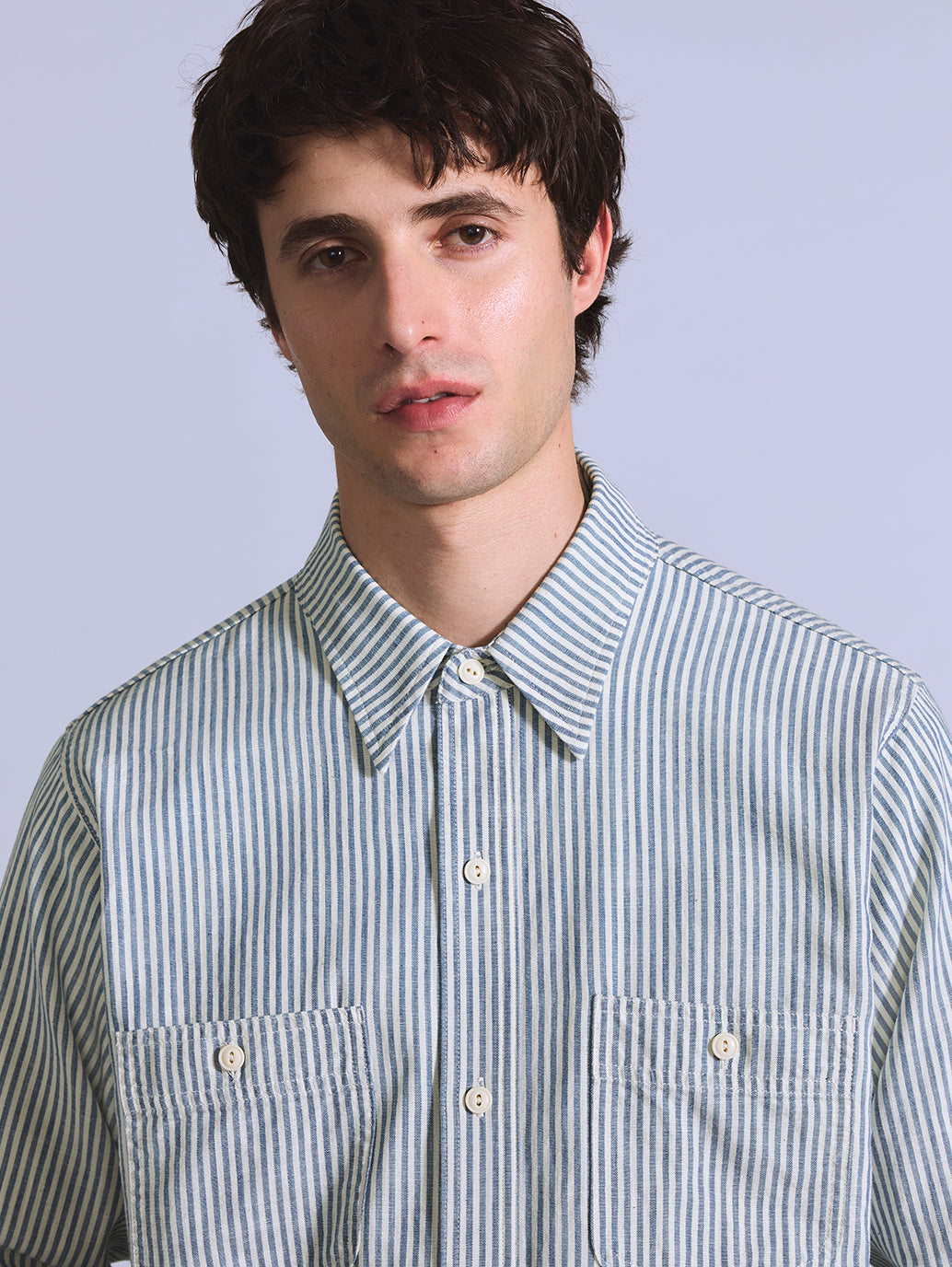 Men's Striped Relaxed Fit Shirt - Detail View