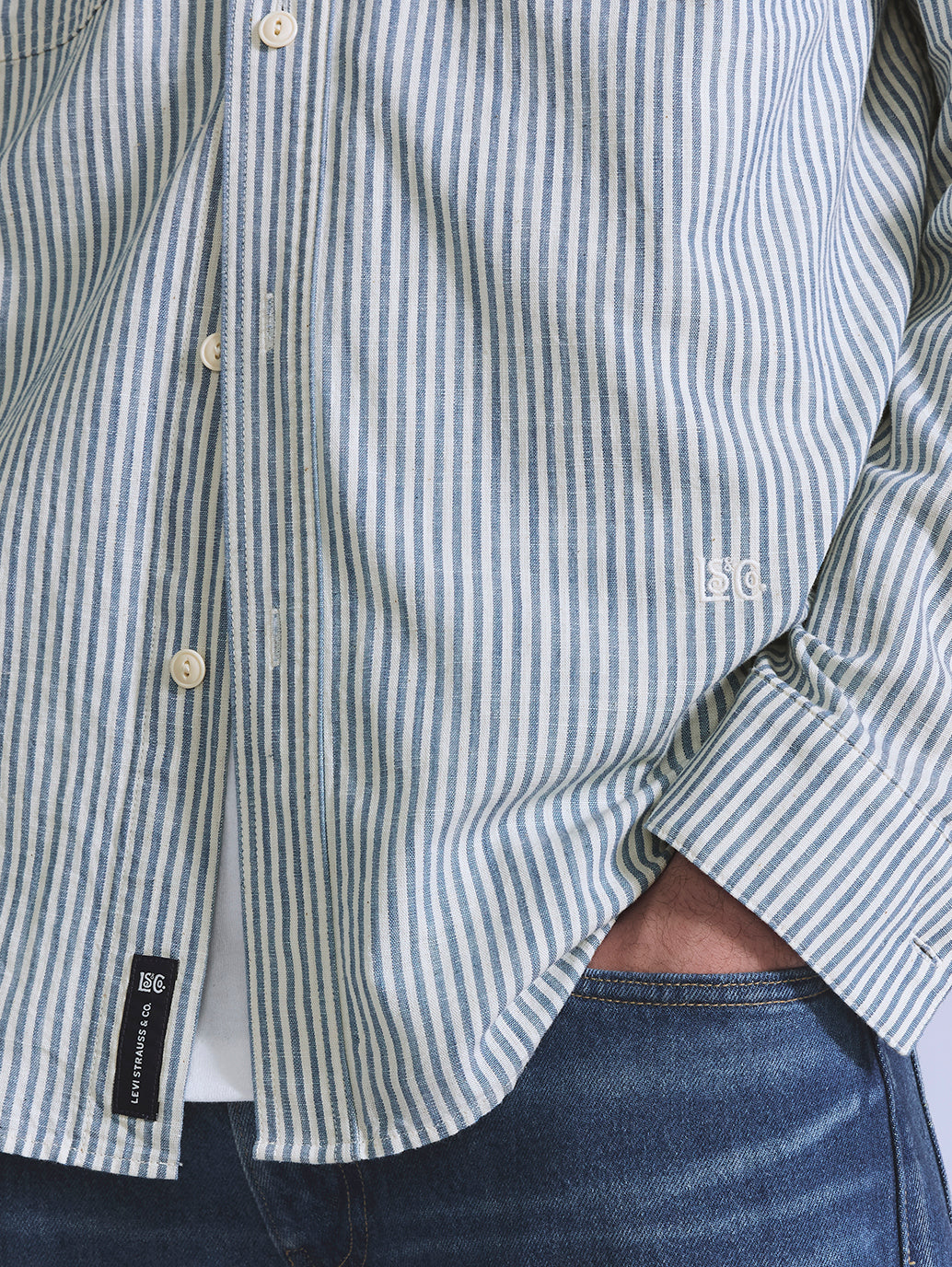 Men's Striped Relaxed Fit Shirt - Detail View