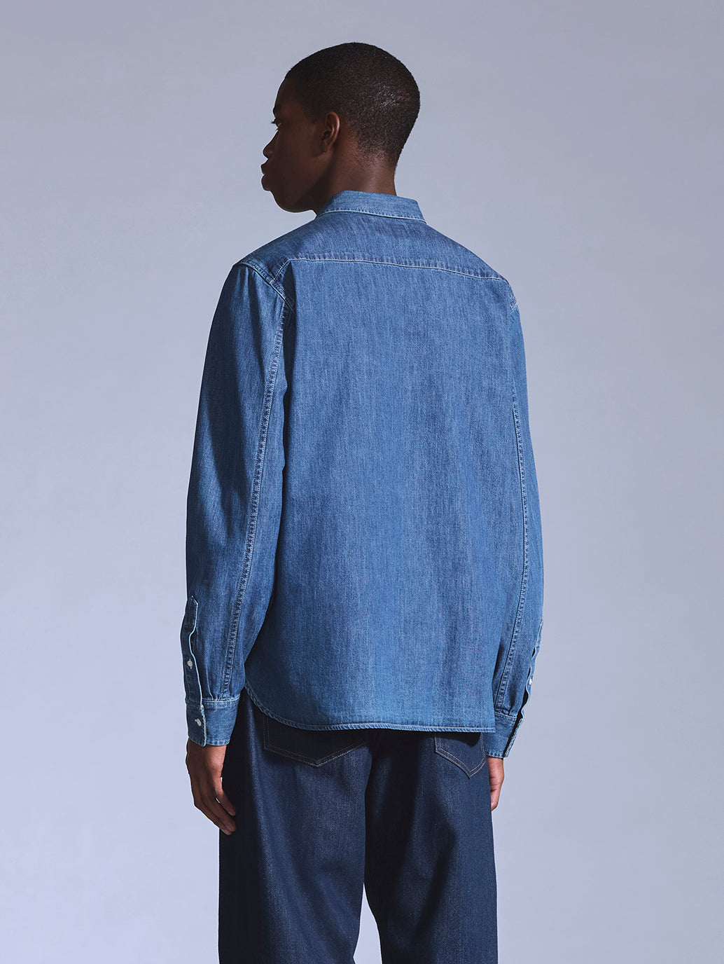 Men's Textured Relaxed Fit Shirt - Back View