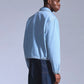 Men's Solid Light Blue Denim Jacket - Back View
