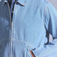 Men's Solid Light Blue Denim Jacket - Detail View