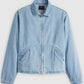 Men's Solid Light Blue Denim Jacket - FlatLay View
