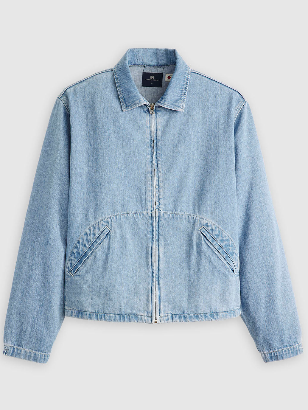 Men's Solid Light Blue Denim Jacket - FlatLay View