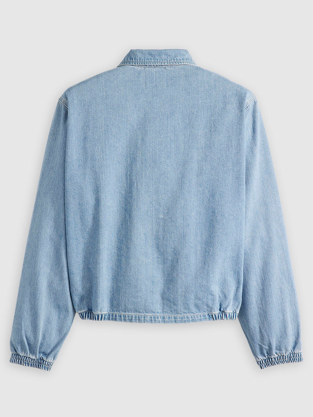 Men's Solid Light Blue Denim Jacket - FlatLay1 View