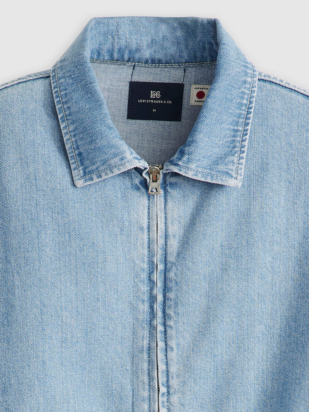 Men's Solid Light Blue Denim Jacket - Detail1 View