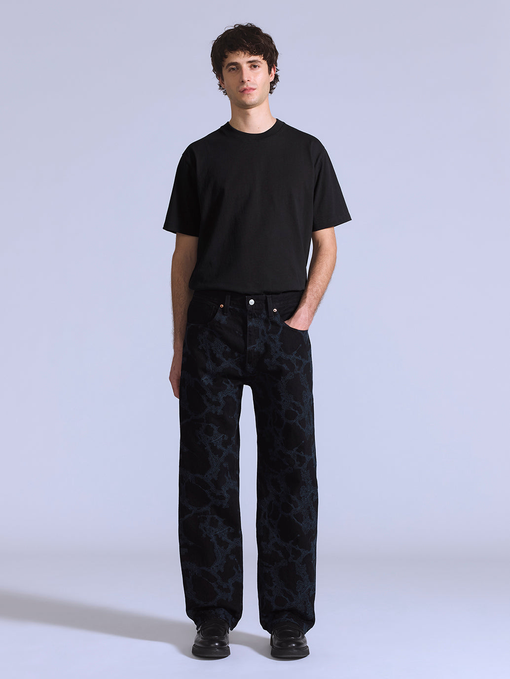 Men's Black Bootcut Fit Mid Rise Jeans