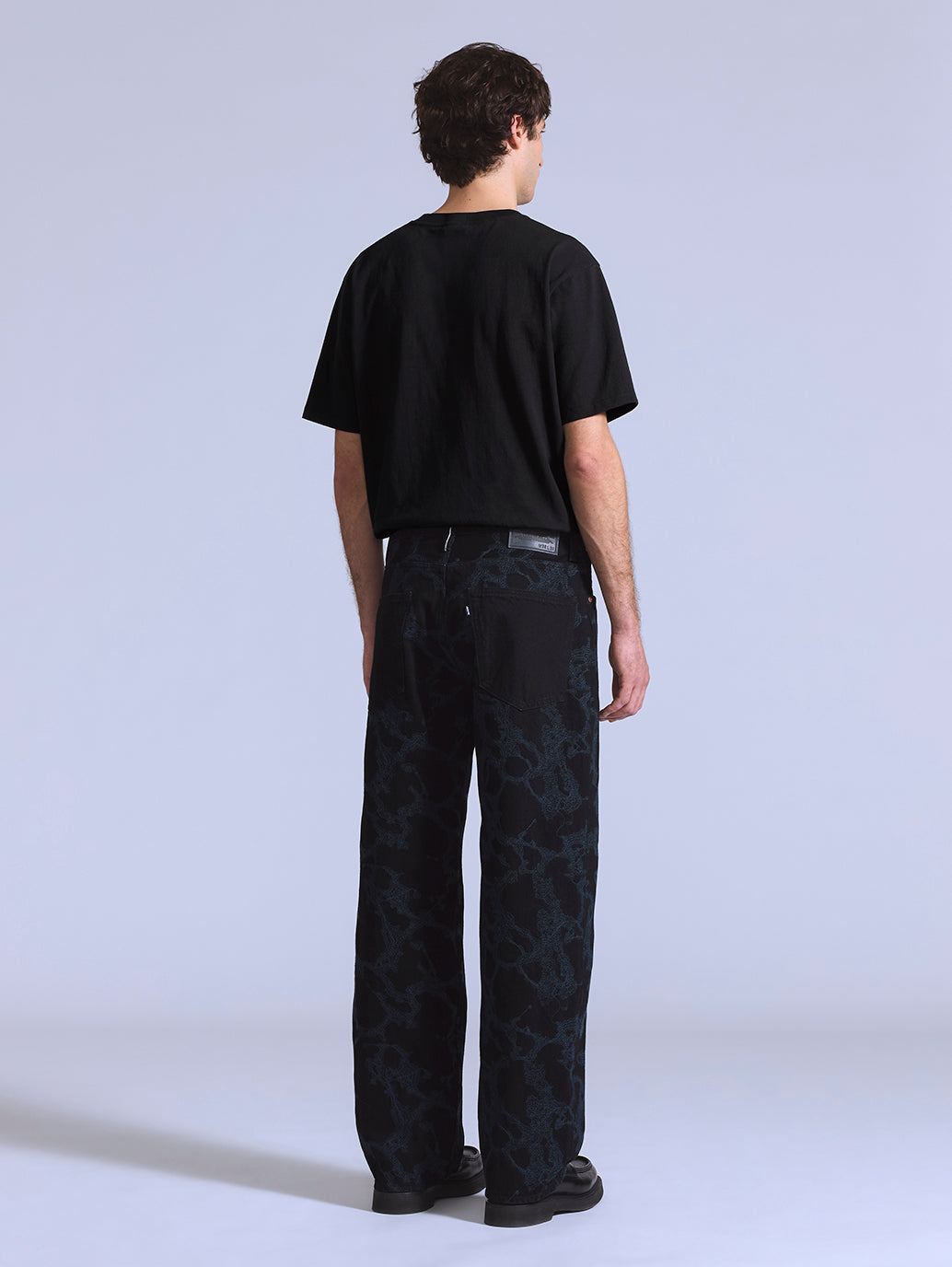 Men's Black Bootcut Fit Mid Rise Jeans - Back View