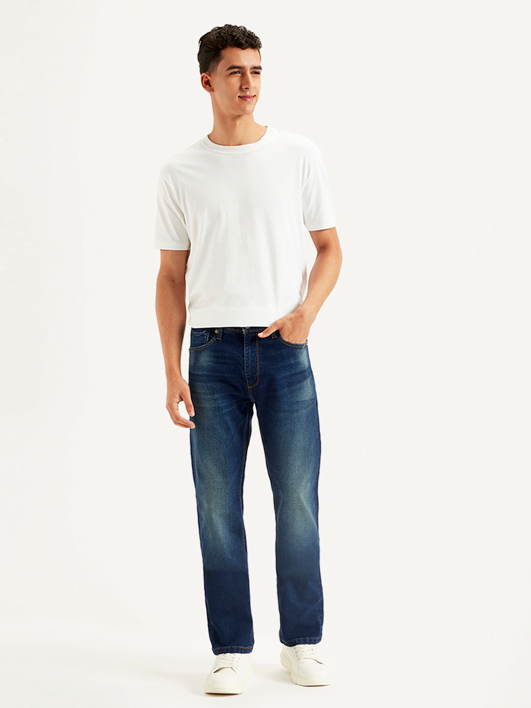 Men's 513 Navy Blue Slim Straight Fit Mid Rise Jeans