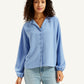 Women's Textured Blue Round Neck Top