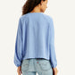 Women's Textured Blue Round Neck Top