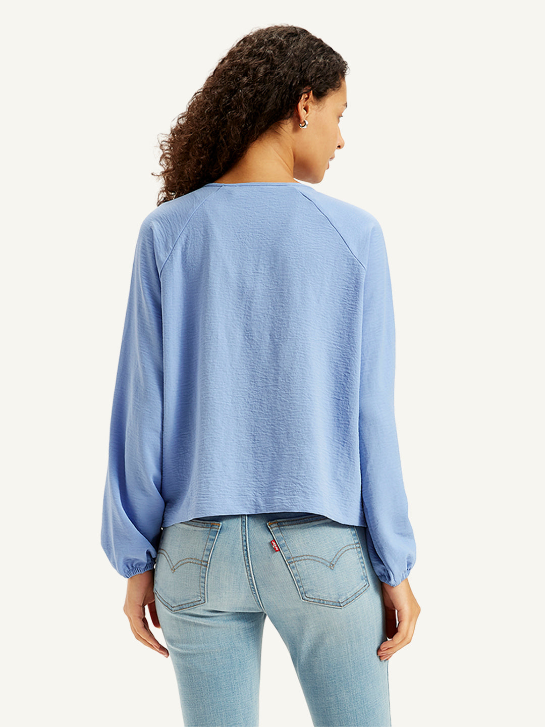 Women's Textured Blue Round Neck Top