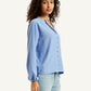 Women's Textured Blue Round Neck Top