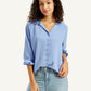 Women's Textured Blue Round Neck Top