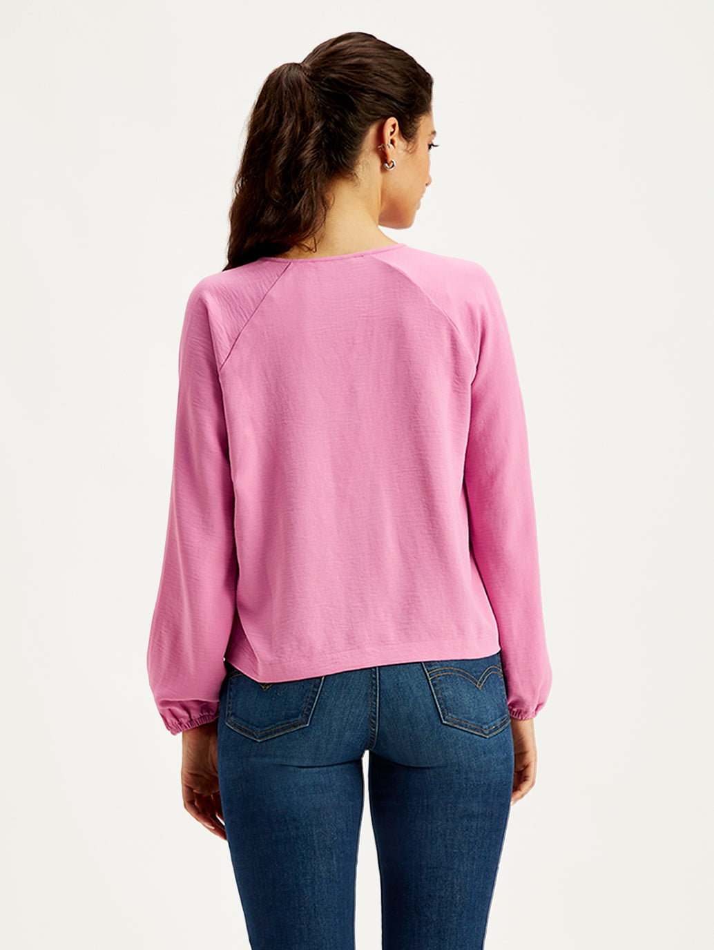 Women's Textured Pink Mock Neck Top