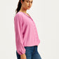 Women's Textured Pink Mock Neck Top - 4a9ce1f1-f162-4db6-9272-5525c037989f View