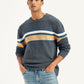 Men's Striped Grey Crew Neck Sweater